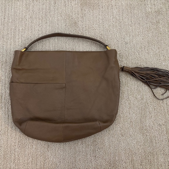 HOBO International Large Gardener Pebbled Brown Leather Tassel Hobo Bag - Picture 1 of 7